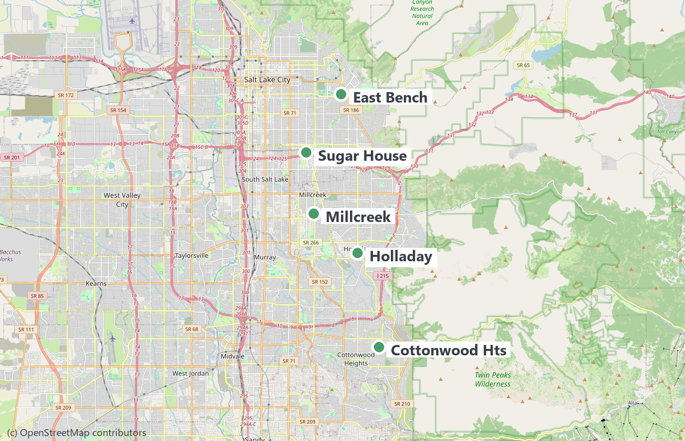 Wasatch Woofers service area map, Salt Lake County